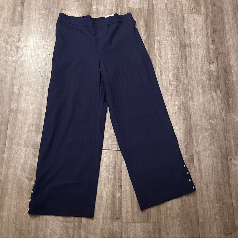 JM Collection Wide Leg Pants XL Navy NWT Stretch Rayon Blend